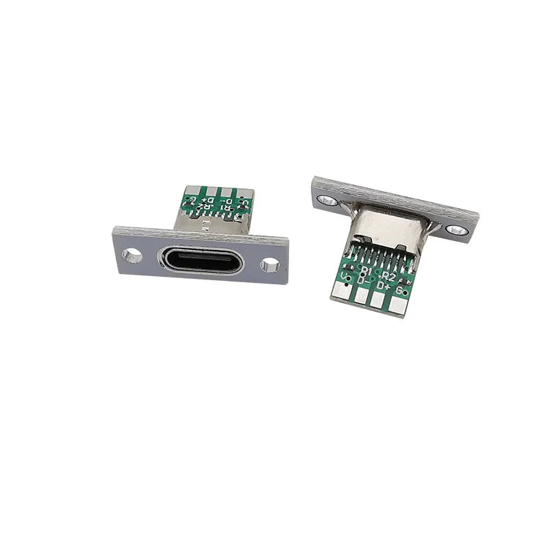 USB Type C 6-Pin Female Socket Connector with Fixing Plate USB C Connector Richie's