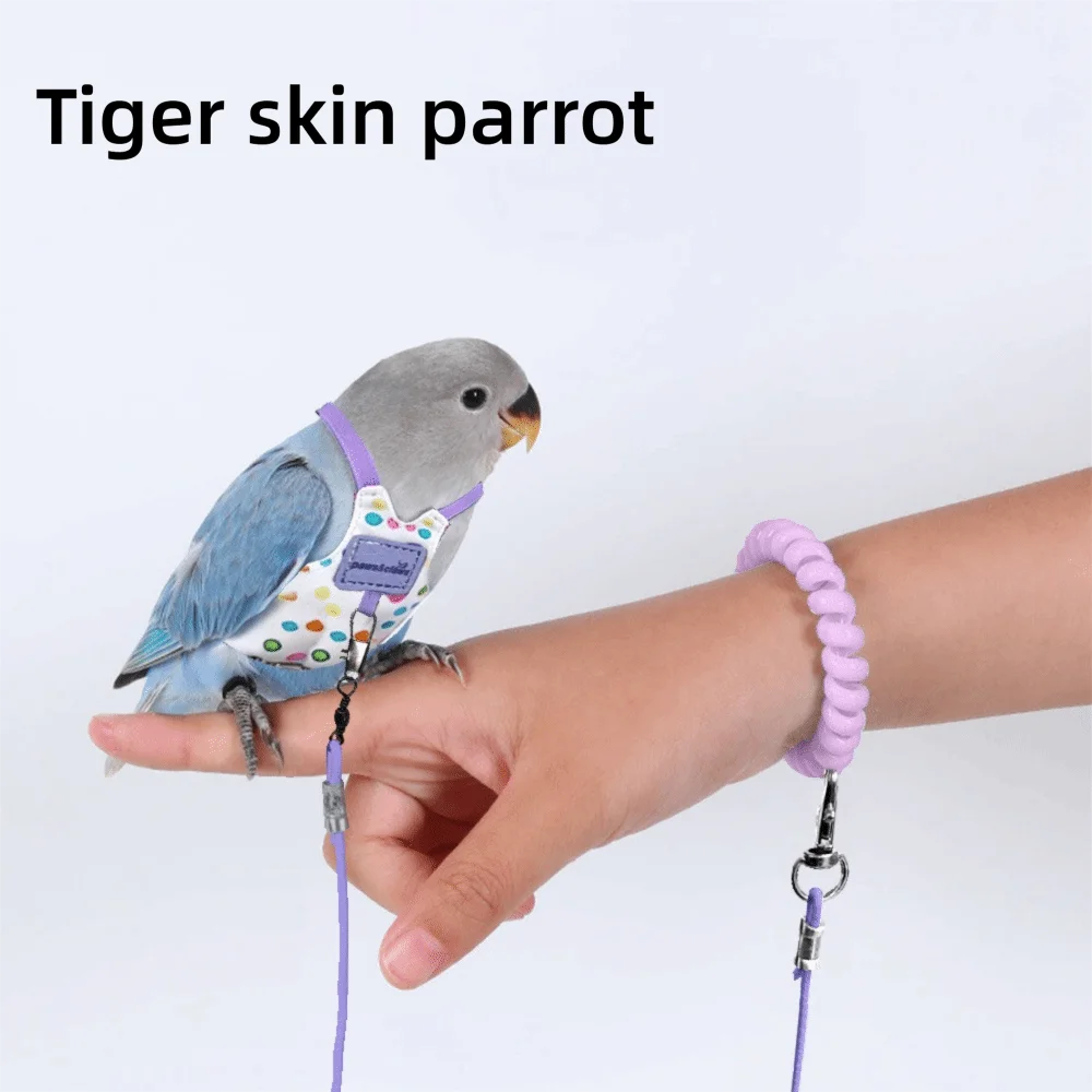 Adjustable Breathable Parrot Flight Harness & Walking Leash Bird Flight Harness Richie's Purple-Style1