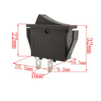 KCD3 Rocker Switch 16A/250V 20A/125V ON-OFF 2-Pin Black Rocker Switch Richie's