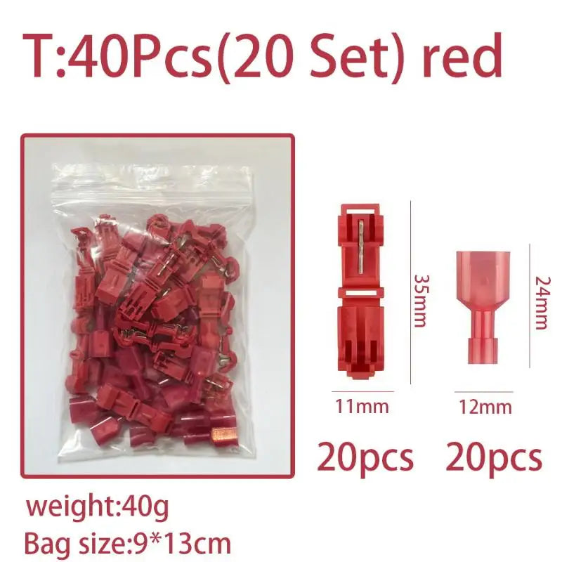 T-Tap Wire Connectors 60pcs Self-Stripping Quick Splice Kit Wire Splice Connectors Richie's Red