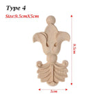 Unpainted Wood Carved Rose Flower Applique Furniture Ornament Wood Carved Applique Richie's type 4-9.5cmX5cm-