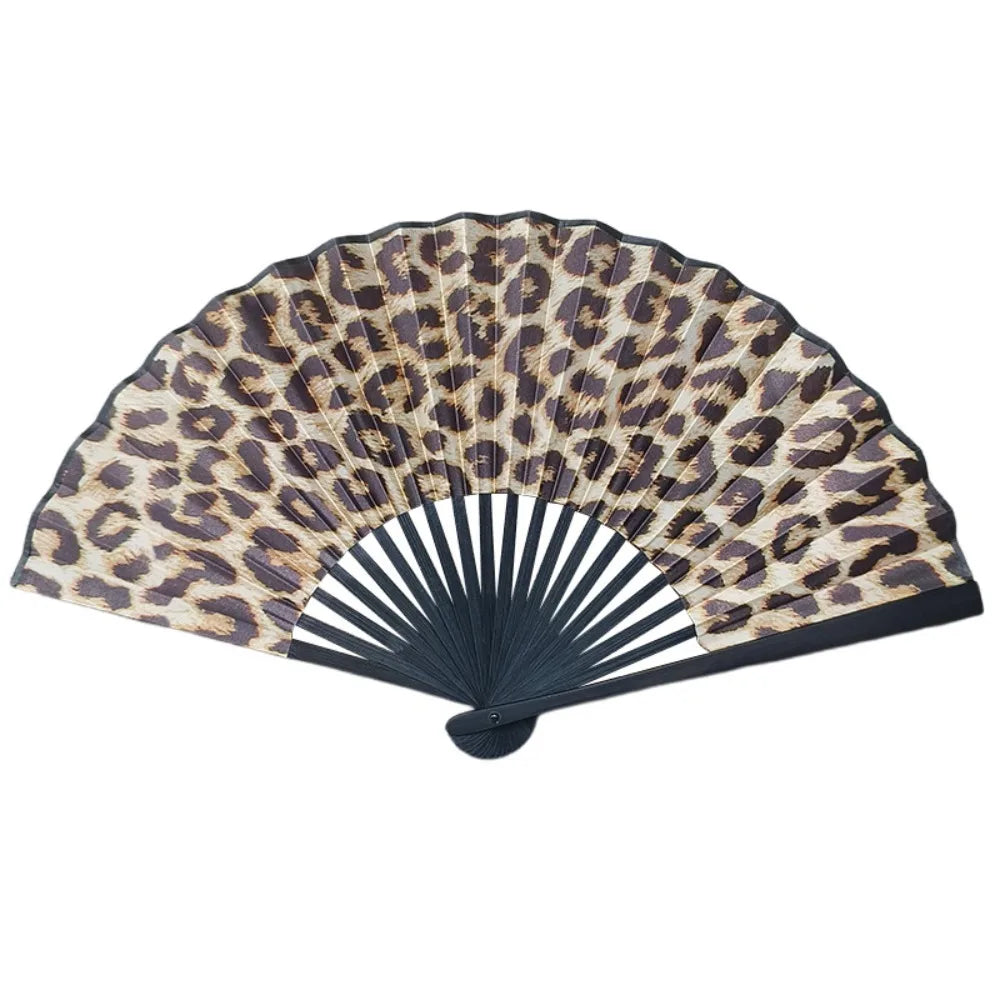 Leopard Print Folding Fan – Elegant Silk Dance Fan for Women Folding Hand Fan Richie's
