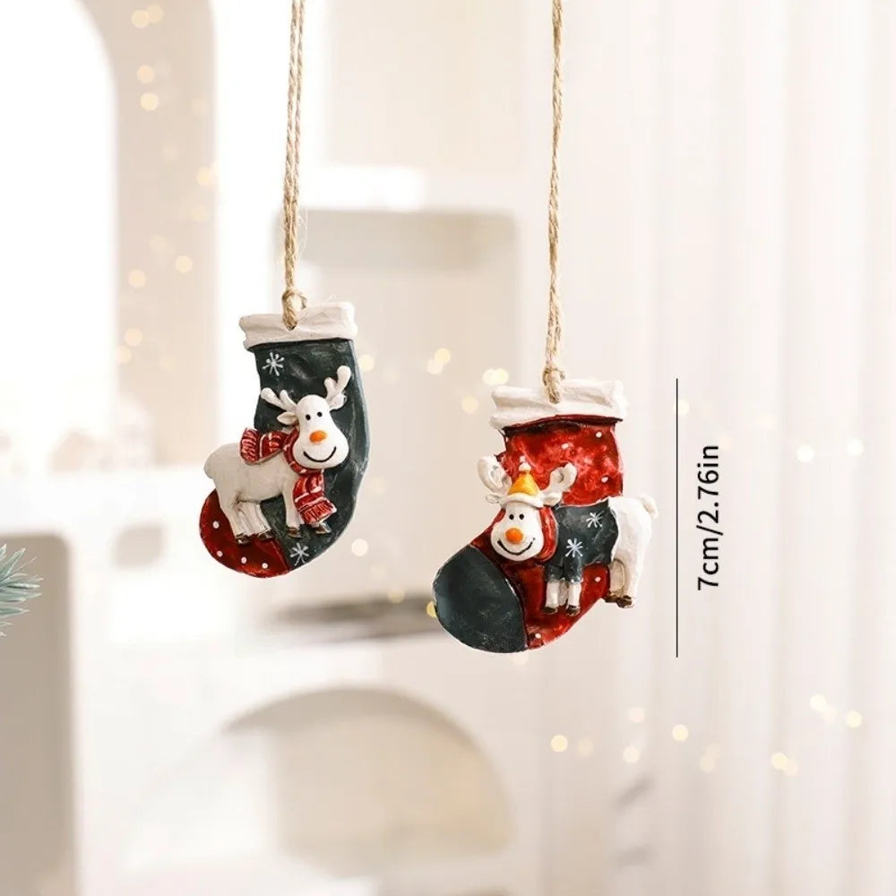 Resin Christmas Tree Ornaments – Santa & Snowman Pendants Christmas Ornaments Richie's 08