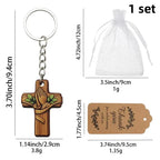 Wood Cross Keychain Dove Print – Baptism & Wedding Gift Set Religious Gift Keychain Richie's A2