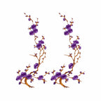 Cherry Blossom Iron-On Embroidery Patches – 2Pcs Floral Appliqué Embroidery Iron-On Patch Richie's Purple