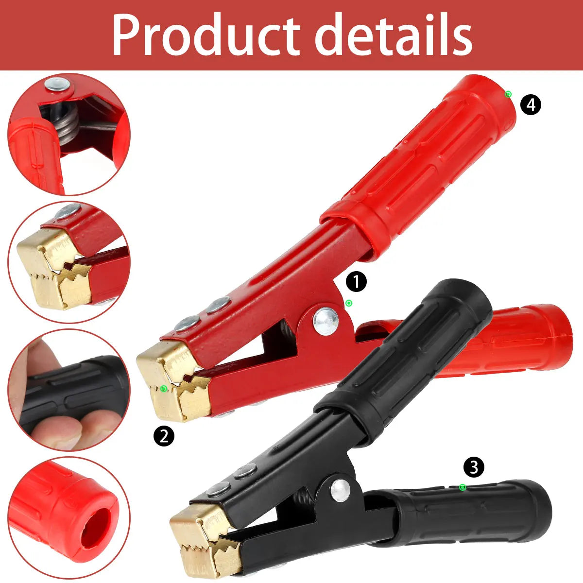 Heavy Duty Pure Copper Battery Alligator Clamps 500–1000A Battery Alligator Clamps Richie's