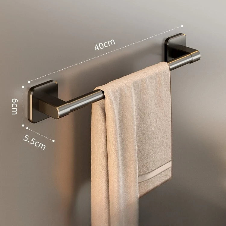 Black No-Drill Wall-Mounted Towel Rack | Space-Saving Bar Wall Towel Rack Richie's Black 1pc