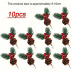 Artificial Pine Cones & Red Berries Holiday Picks – 6/10 Pcs Holiday Decoration Picks Richie's