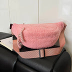 Women's Plush Faux Fur Crossbody Bag – Trendy Winter Shoulder Bag Crossbody Shoulder Bag Richie's Pink