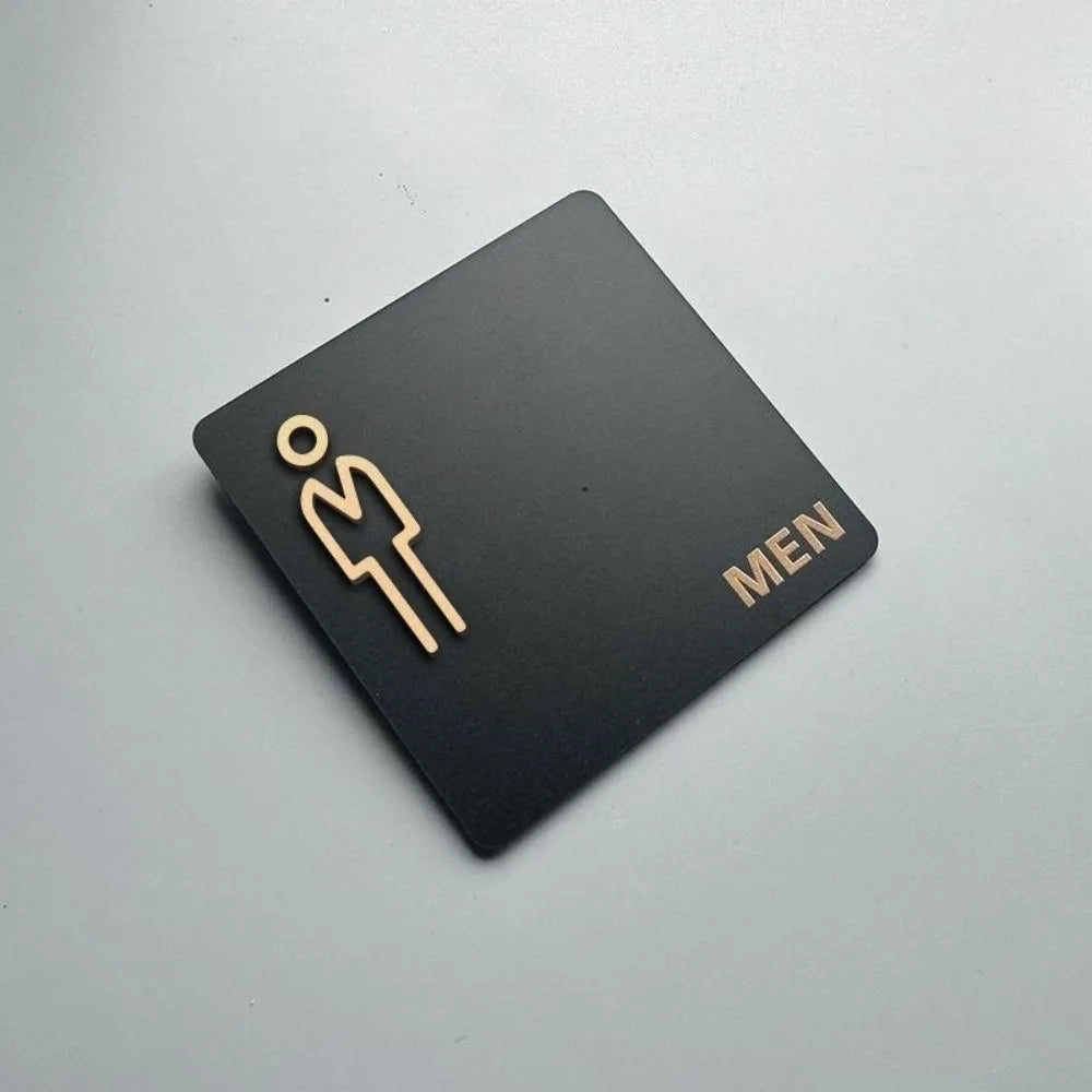 3D Acrylic Restroom Door Sign 15x15cm – Universal Bathroom Sign Door Sign Plate Richie's MEN