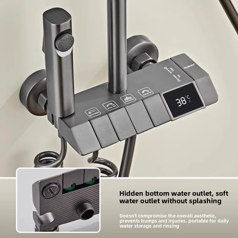 Gun Gray Brass Shower System – Piano Button Pressurized Nozzle Set Shower System Set Richie's
