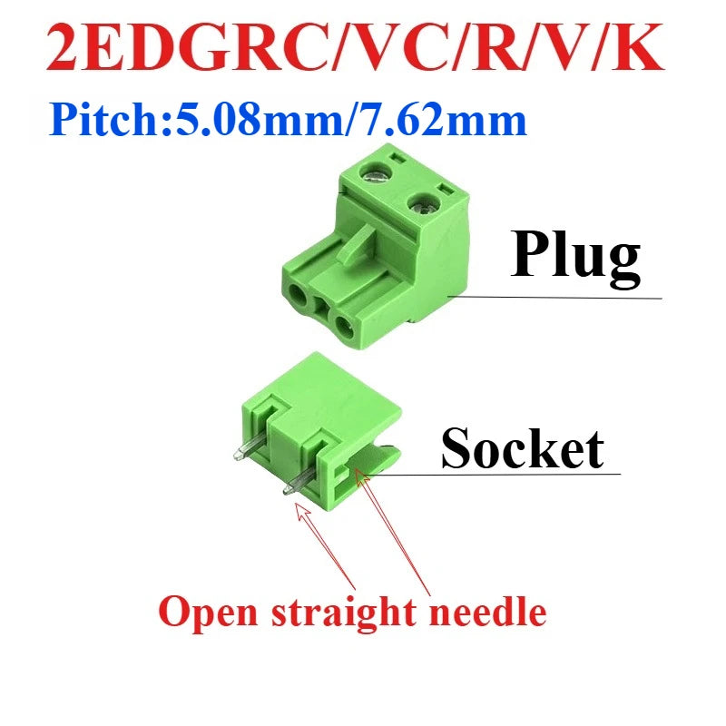 5.08mm 7.62mm PCB Terminal Block 2EDG Male Female Connector Set PCB Terminal Block Richie's NO.1 10P 2 Set|Plug and Socket|7.62mm Pitch