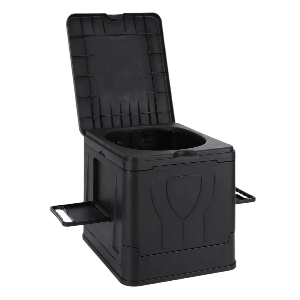 Folding Portable Toilet with Lid & Paper Holder – Camping Travel Portable Camping Toilet Richie's black