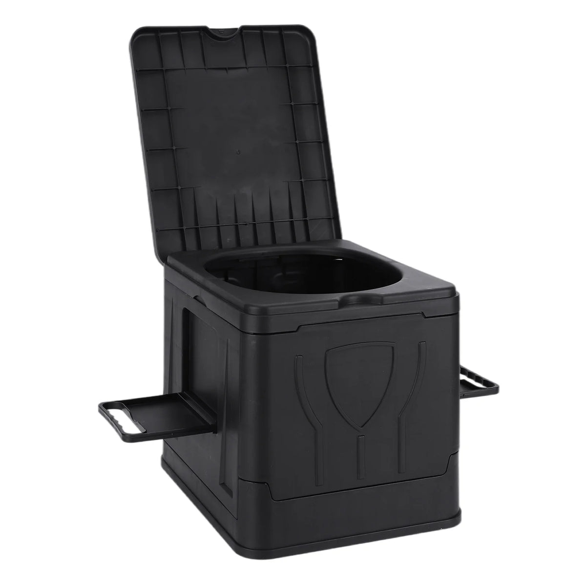 Folding Portable Toilet with Lid & Paper Holder – Camping Travel Portable Camping Toilet Richie's black