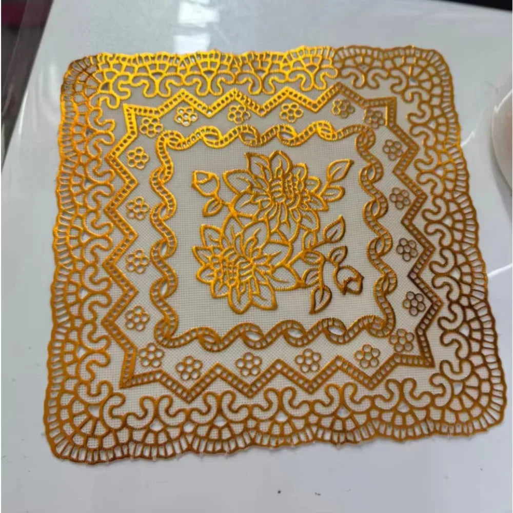 Gold Round Lace PVC Mat – Cake Coaster & Party Placemat Decorative Placemat Richie's Style 03 L