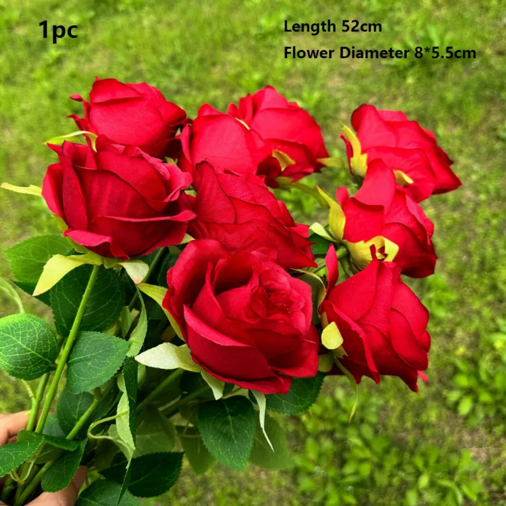 Silk Artificial Rose – 8 Colors for Party & Home Decor Artificial Silk Flowers Richie's Red