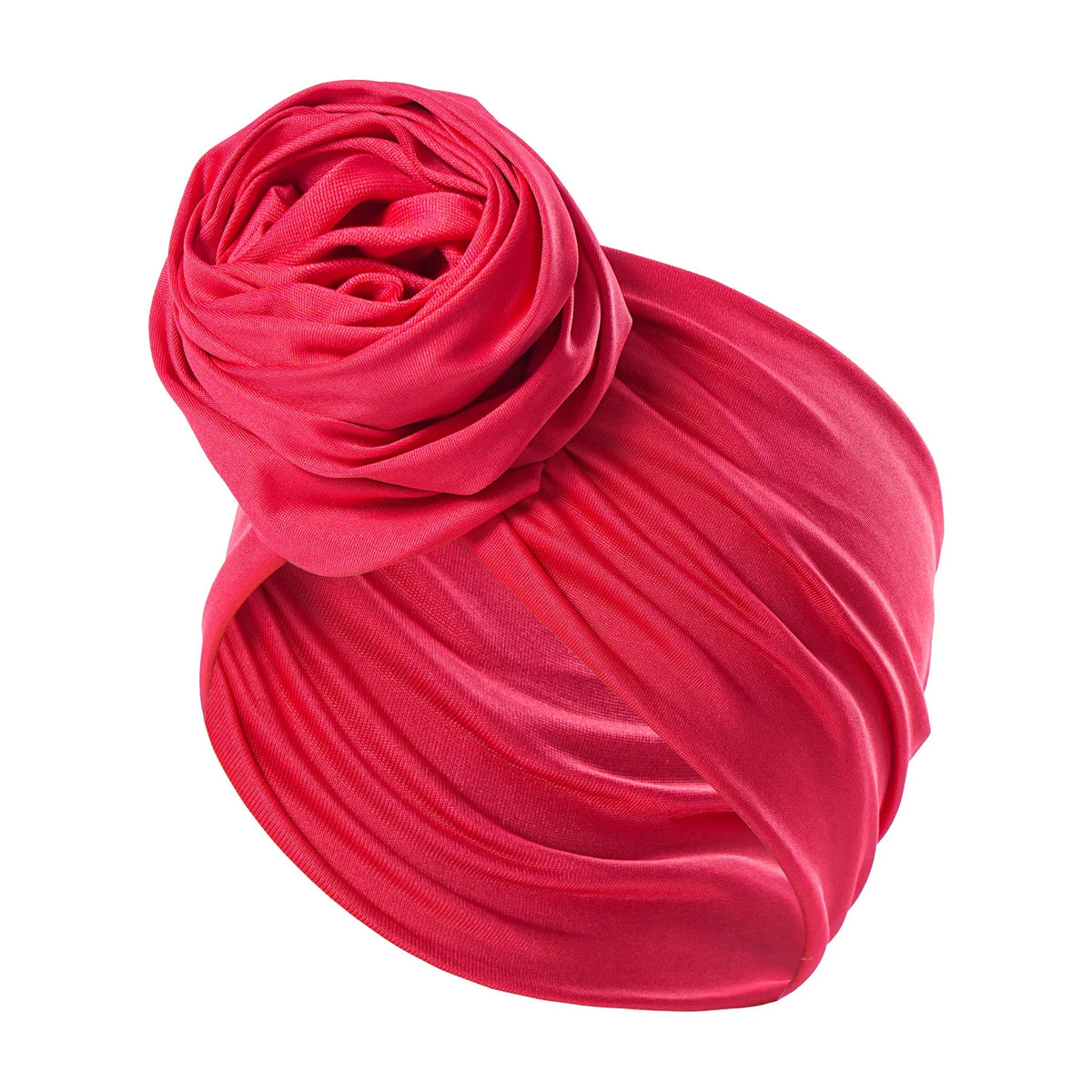 Women's Turban Head Wrap Hijab Cap with 3D Rose Flower Turban Head Wrap Richie's watermelon red