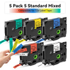 5-Pack TZe-231 Laminated Label Tape – Brother P-Touch Compatible Label Printer Tape Richie's 5PK Color Mix 6mm