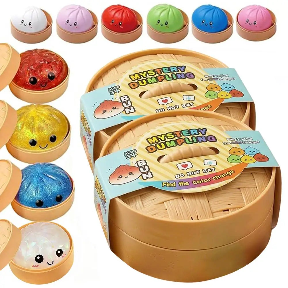 Glitter Dumpling Squishy Sensory Fidget Toy with Steamer Box Squishy Fidget Toy Richie's Random 2PCS