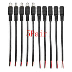 DC Power Pigtail Cable 5.5mm x 2.1mm Male Female Barrel Connector DC Power Connector Richie's 5Pair