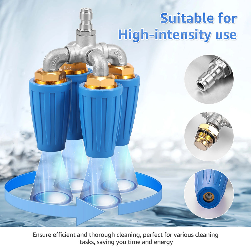 4-in-1 Rotating Turbo Nozzle 4000 PSI – 1/4" Quick Connect Pressure Washer Nozzle Richie's
