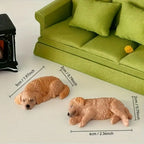 2Pcs Golden Retriever Sleeping Puppy Resin Car Ornaments Resin Dog Figurine Richie's