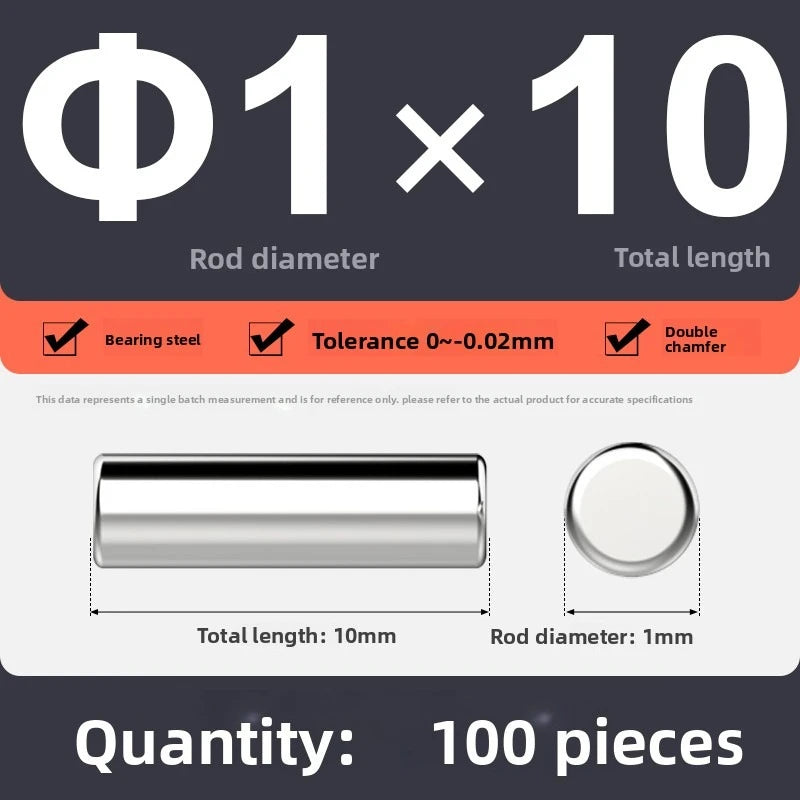 Veekaft 100pcs Bearing Steel Cylindrical Locating Pins M1 3–12mm Cylindrical Locating Pins Richie's M1x10 100pcs