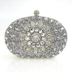 Flower Rhinestone Evening Clutch Bag with Chain – Prom & Wedding Evening Clutch Bag Richie's Silver 20x5x15cm