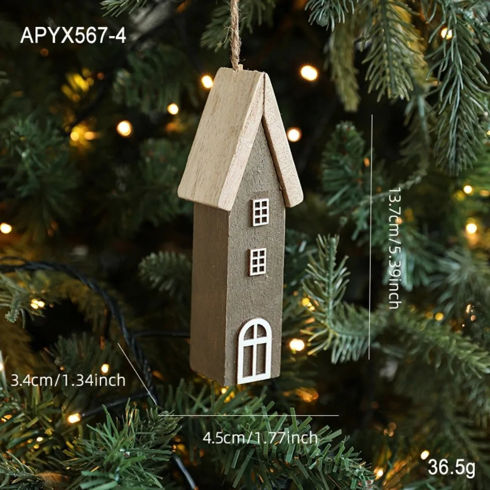 Wooden Christmas House Ornament – DIY Log Village Pendant Christmas Ornament Richie's D