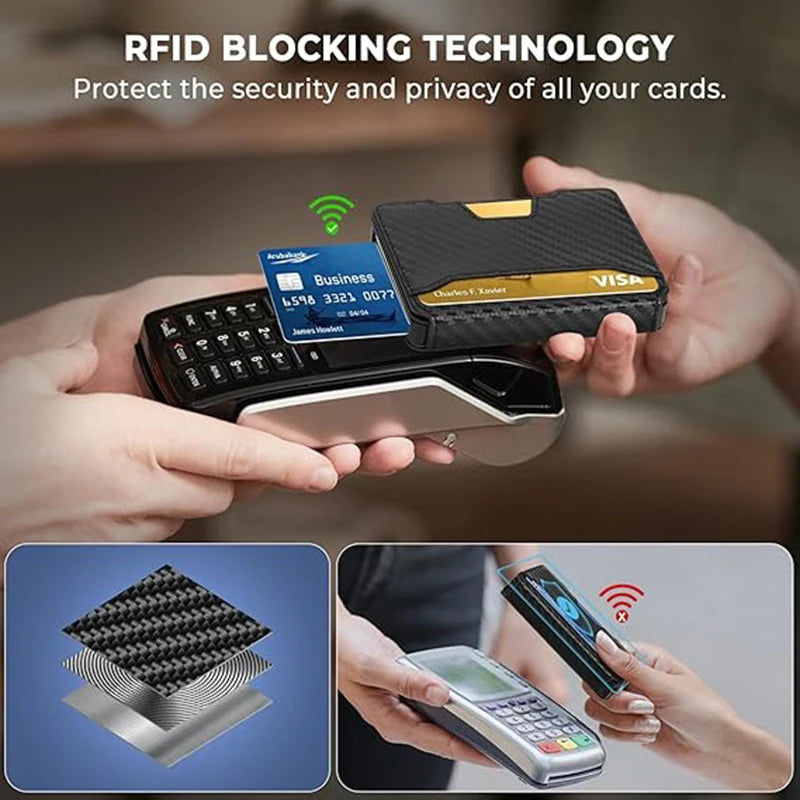 Zeeker RFID Blocking Carbon Fiber Slim Pop-Up Wallet for Men RFID Card Wallet Richie's