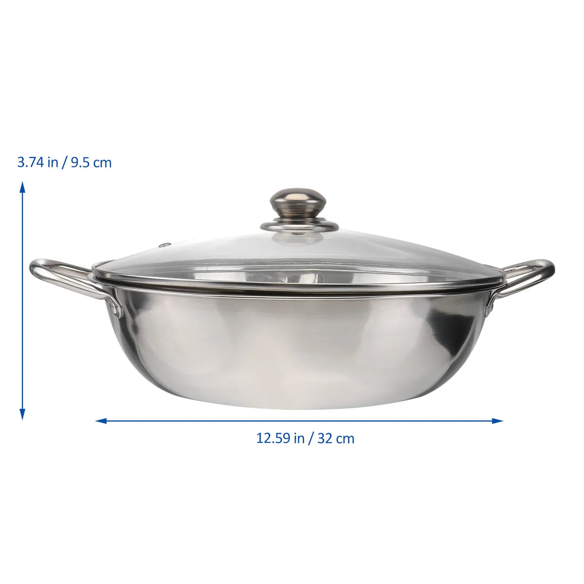 32cm Dual Section Stainless Steel Hot Pot – Glass Lid Hot Pot Cookware Richie's