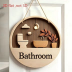 Wooden Hanging Bathroom Sign Round Farmhouse Wall Décor Wall Sign Plaque Richie's 08