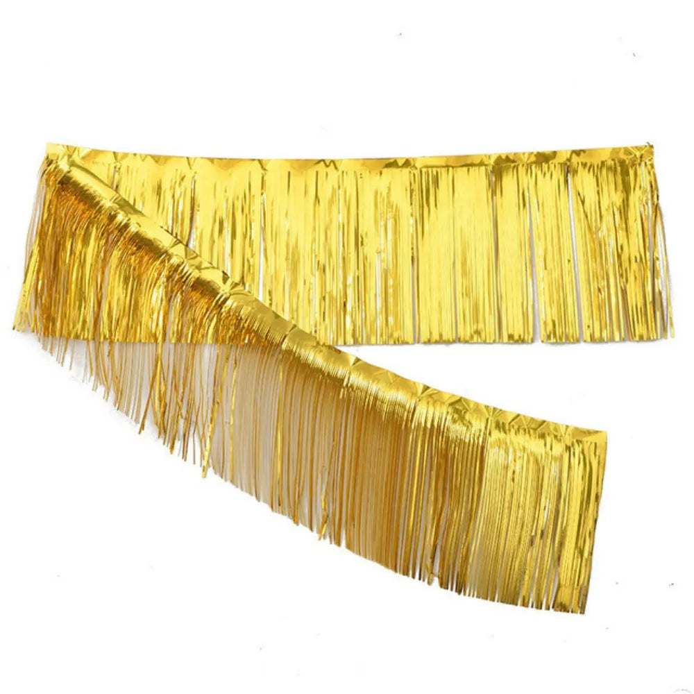 Metallic Foil Tassel Fringe Garland Curtain 30×200cm Party Party Fringe Curtain Richie's Gold