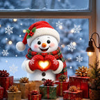 Christmas Snowman Heart Window Sticker – Reusable Glass Decal Christmas Window Sticker Richie's