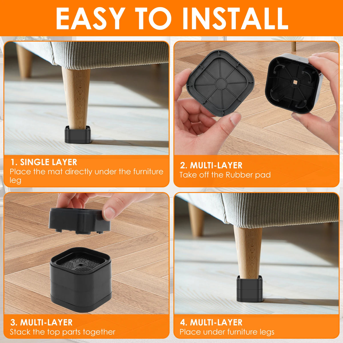 Stackable Furniture Risers – Adjustable 1" 2" 3" Bed Lift Furniture Risers Richie's