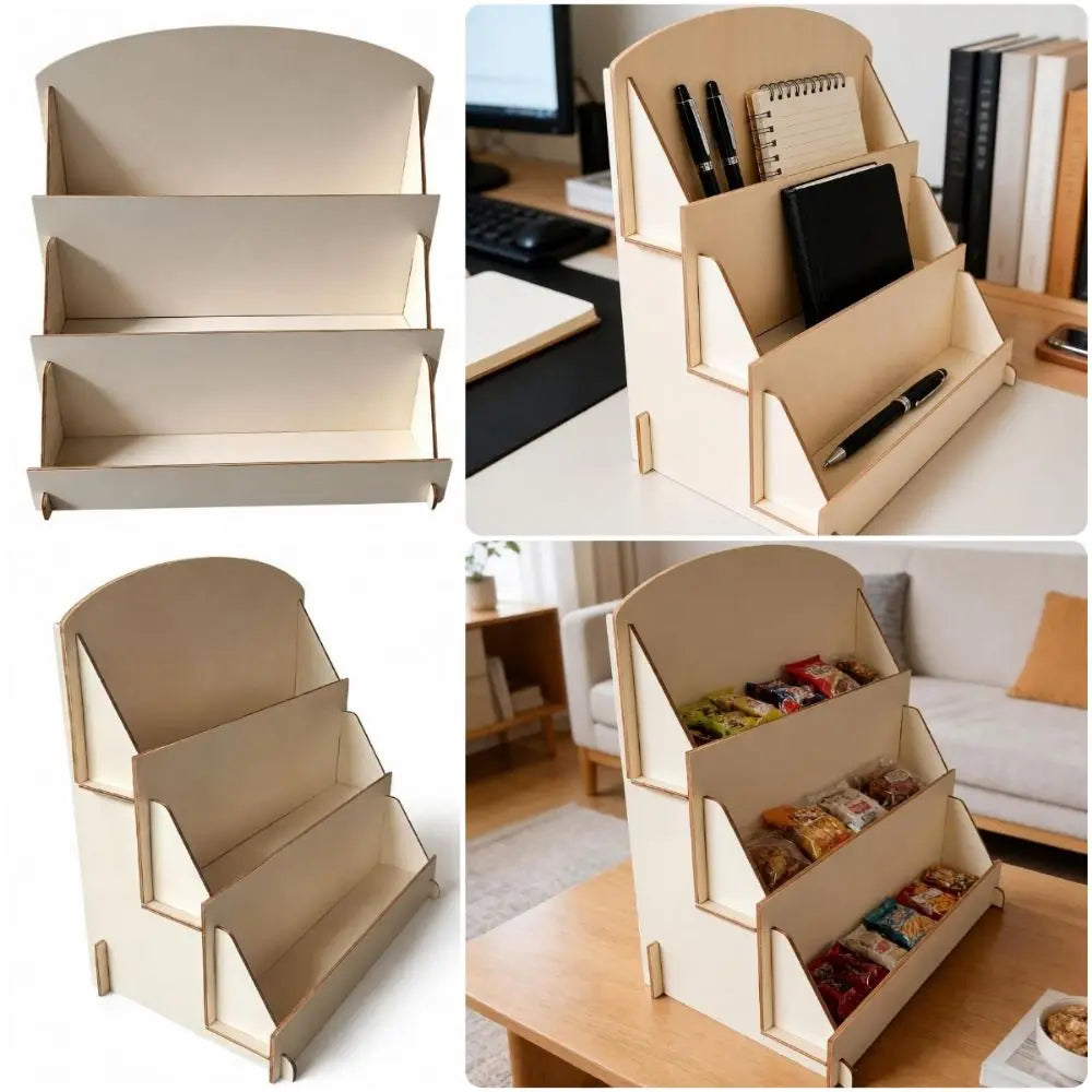 Wood Multi-Grid Desktop Display Rack & Storage Organizer Desktop Storage Shelf Richie's