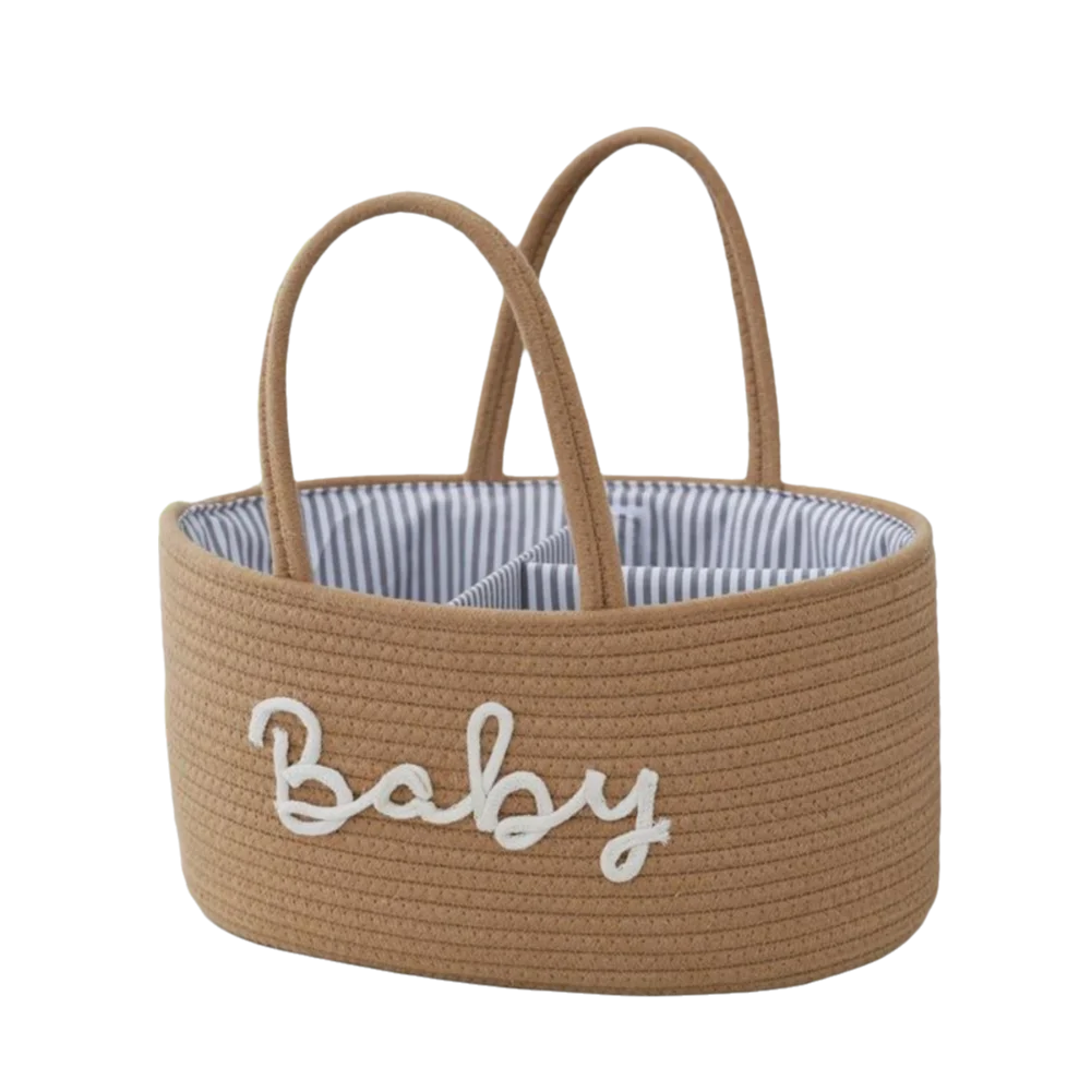 Cotton Rope Diaper Storage Basket – Foldable Nappy Organiser Baby Storage Basket Richie's Brown