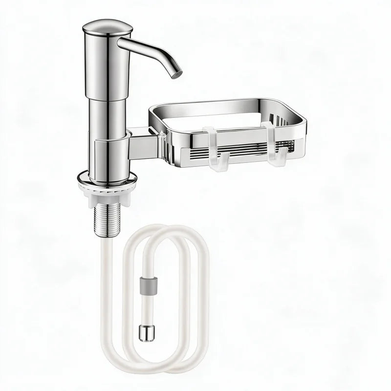Kitchen Sink Soap Dispenser Pump with Rack & Extension Tube Soap Dispenser Richie's silver