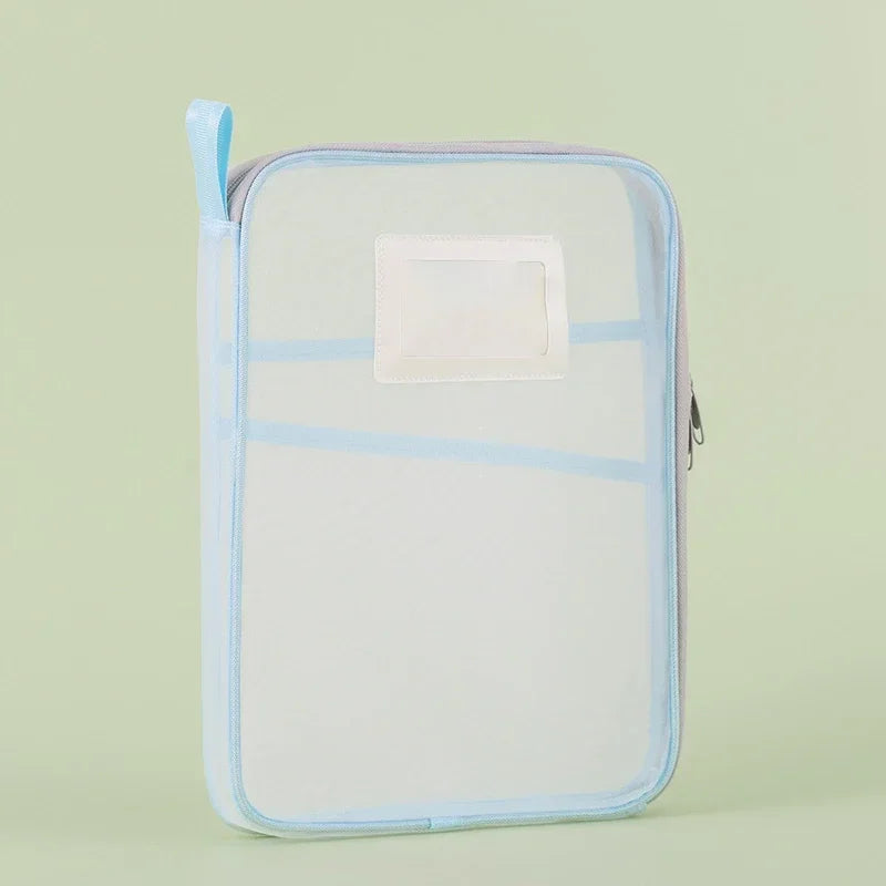 A4 Double-Layer Mesh Storage Bag – School & Office Organizer Mesh Organizer Bag Richie's Blue 31x23.5x4cm