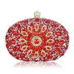 Flower Rhinestone Evening Clutch Bag with Chain – Prom & Wedding Evening Clutch Bag Richie's Red 20x5x15cm