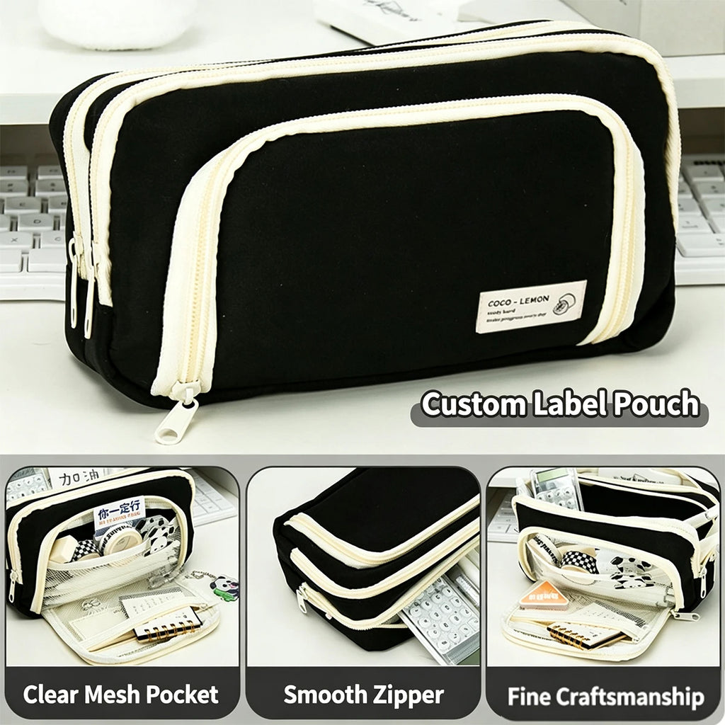 Multi-Layer Canvas Pencil Case – Large Capacity Pen Pouch Canvas Pencil Case Richie's Default Title