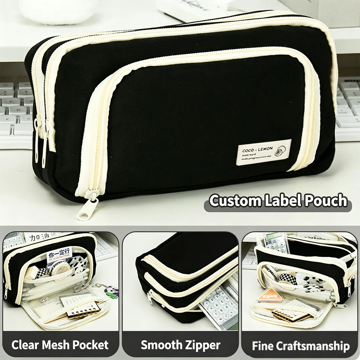 Multi-Layer Canvas Pencil Case – Large Capacity Pen Pouch Canvas Pencil Case Richie's Default Title
