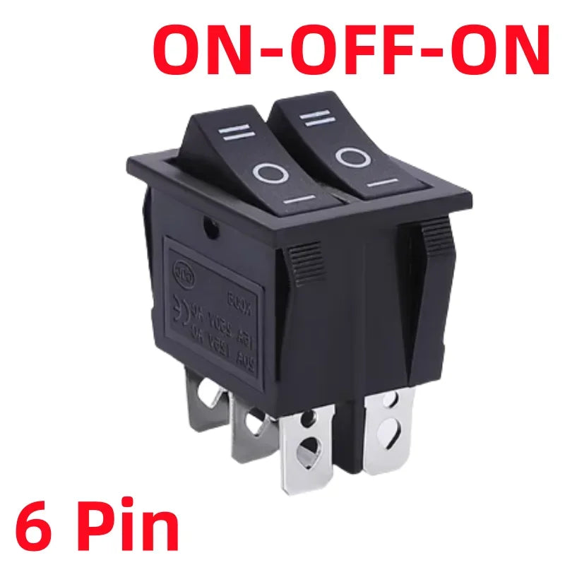 KCD8 6-Pin Waterproof Rocker Switch 16A 250V Latching ON-OFF Rocker Switch Richie's 3D6P-Black Black
