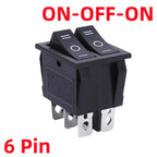 KCD8 6-Pin Waterproof Rocker Switch 16A 250V Latching ON-OFF Rocker Switch Richie's 3D6P-Black Black