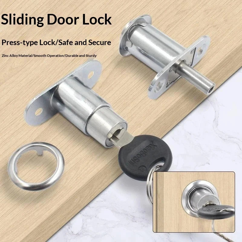 Zinc Alloy Press-Type Sliding Door Lock – Cabinet & Wardrobe Sliding Door Lock Richie's