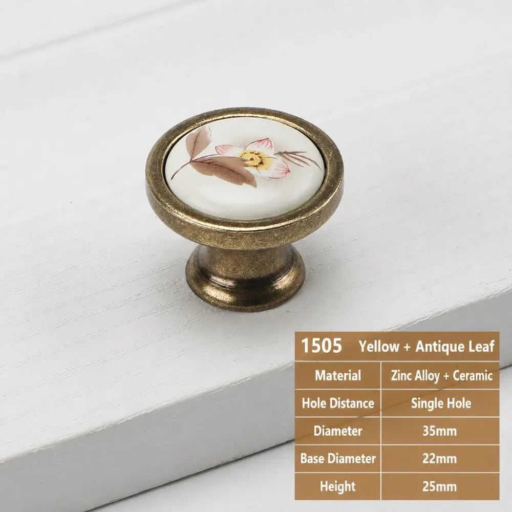 European Retro Ceramic Floral Cabinet Knob Handle – Zinc Alloy Cabinet Knob Handle Richie's