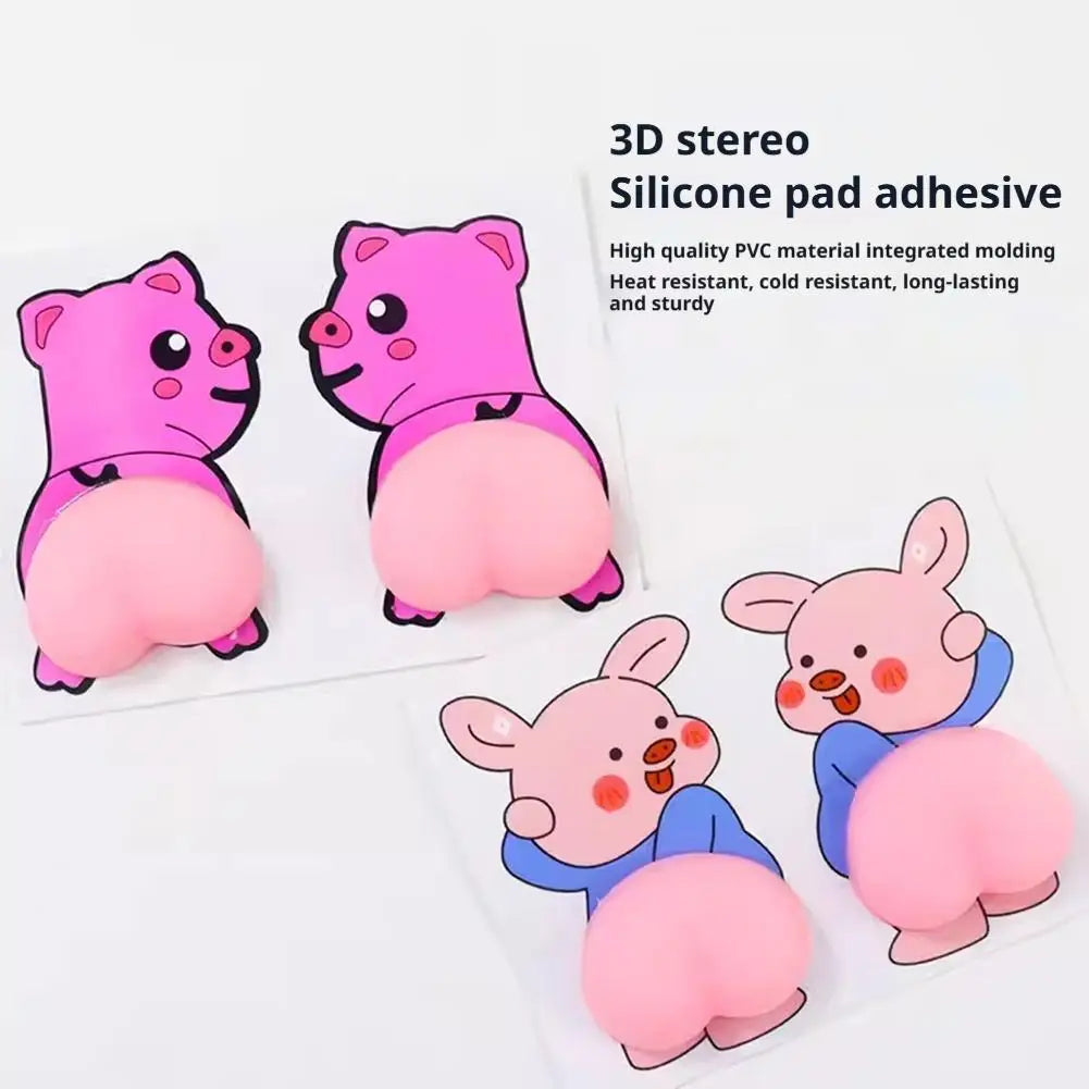 3D Cartoon Pig & Puppy Silicone Stickers – Anti-Collision Decals Decorative Stickers Richie's