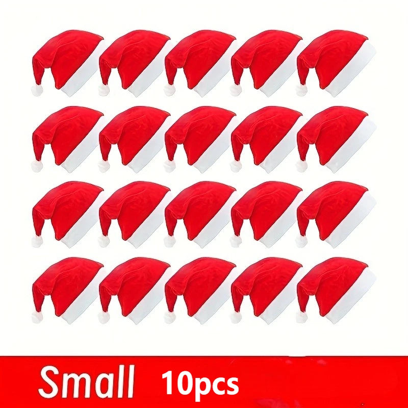 Red Santa Hats 10/20 Pack – Adult Christmas Party Set Christmas Santa Hat Set Richie's as shown Small 10pcs
