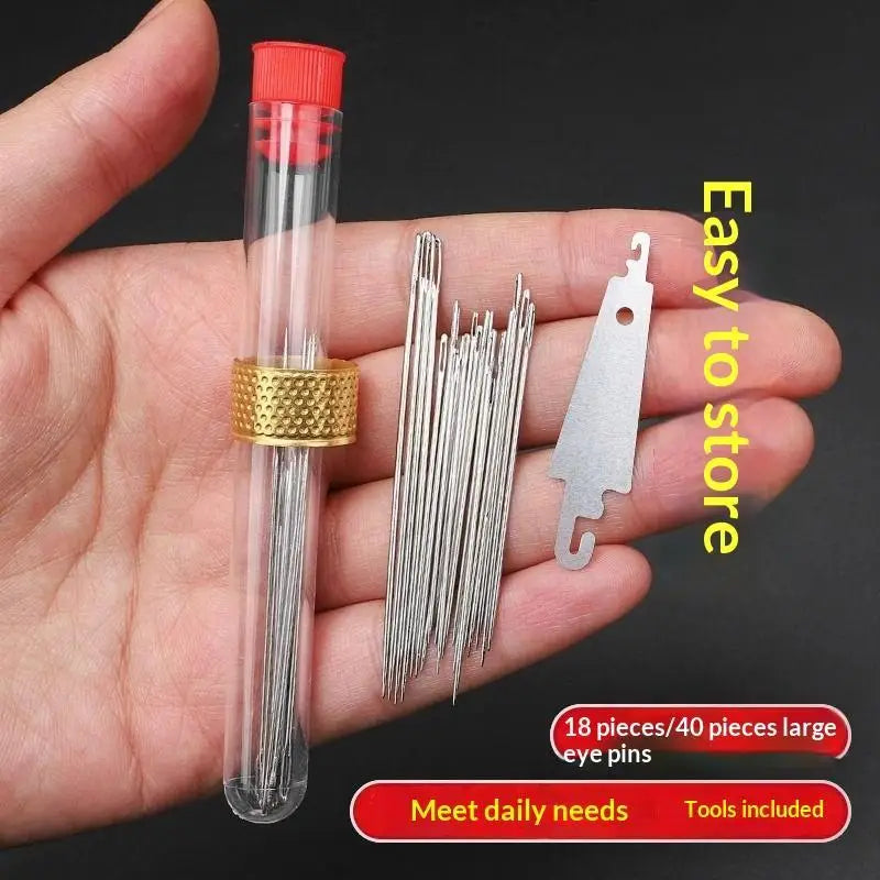 Stainless Steel Sewing Needle Set with Threader & Storage Tube Sewing Needle Kit Richie's B