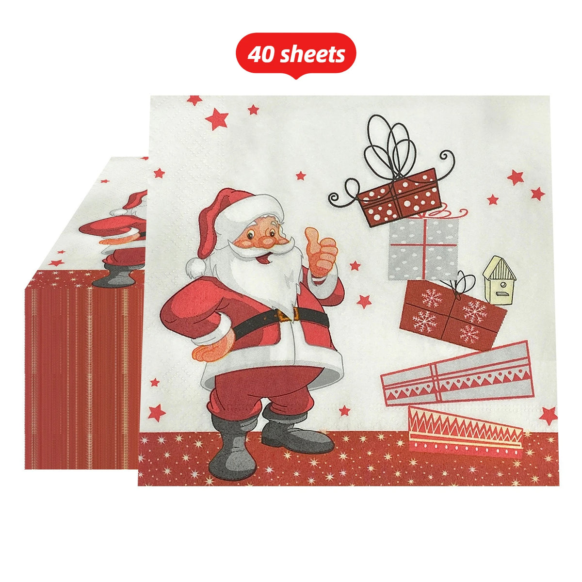 Christmas Disposable Napkins – Santa Print, 20/40/60 Pack Disposable Party Napkins Richie's 40 sheets